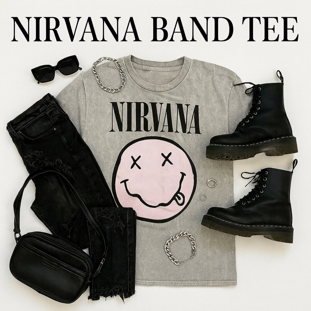Nirvana Band Tee 3X Grunge Rock Vintage Style Shirt Kurt Cobain Tee